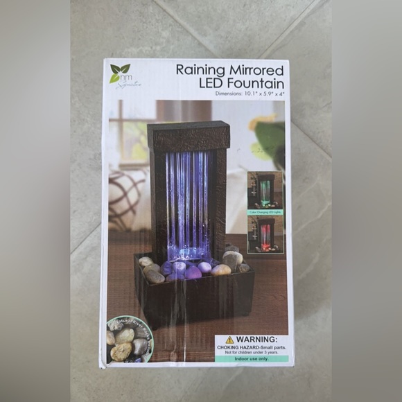 Source Unknown Other - New In Box 10" Mirrored Waterfall Tabletop Water Fountain with muticolorr LED